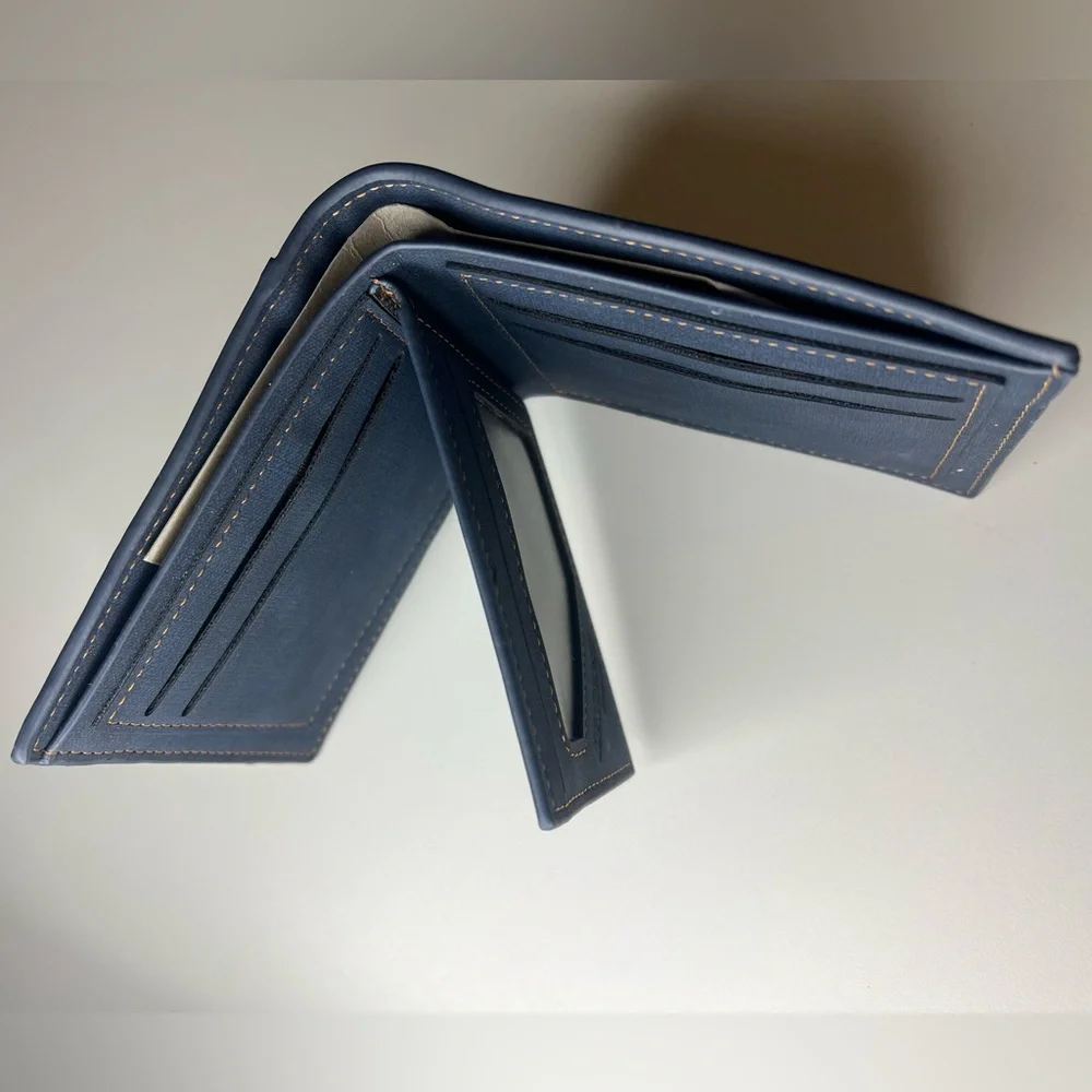 New Man's MENBENSE Classic Navy Blue Leather Wallet Credit Card/ID/Zipper Pocket